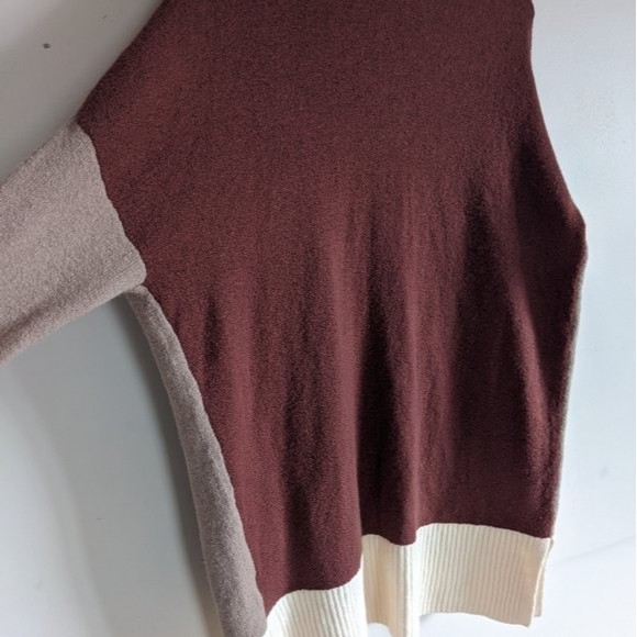 London Kage Brown Color Block Oversized Longline Open Front Cardigan - Picture 3 of 6
